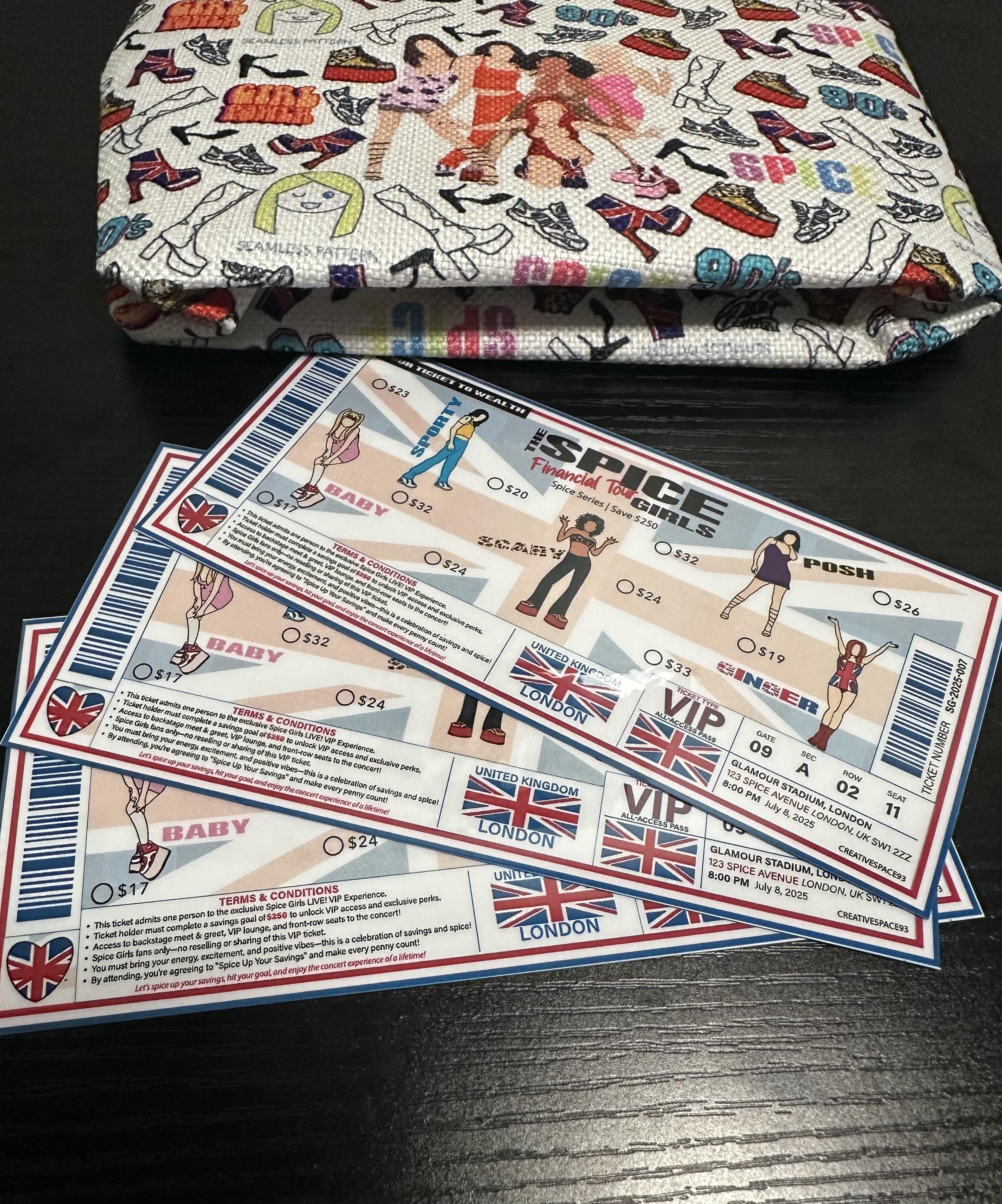 Spice Girls Financial Tour Savings Challenge – VIP Concert Ticket Inspired Tracker