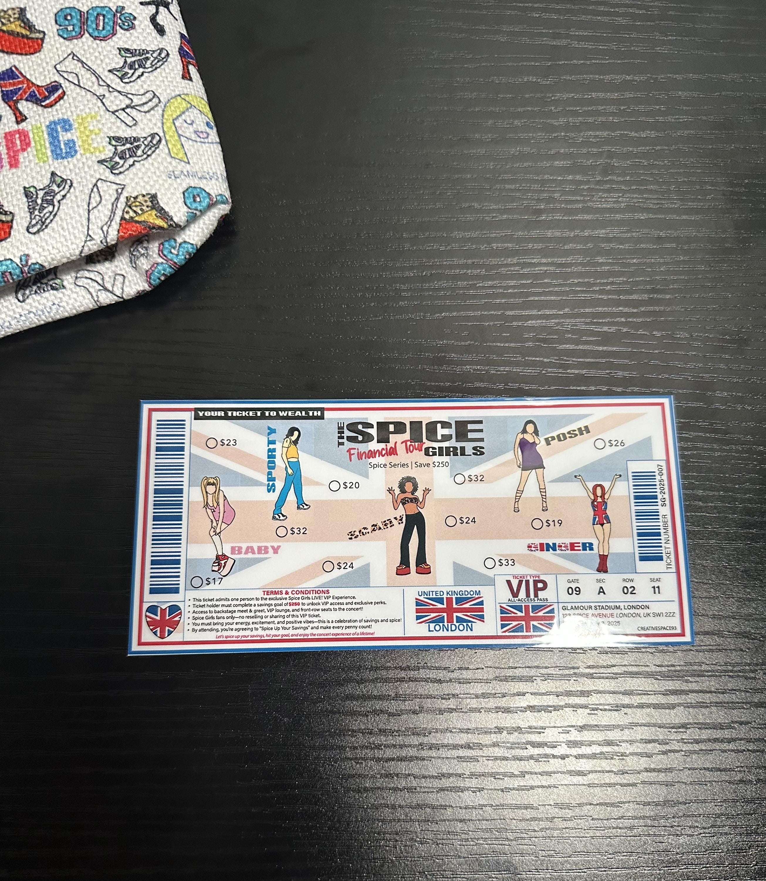 Spice Girls Financial Tour Savings Challenge – VIP Concert Ticket Inspired Tracker