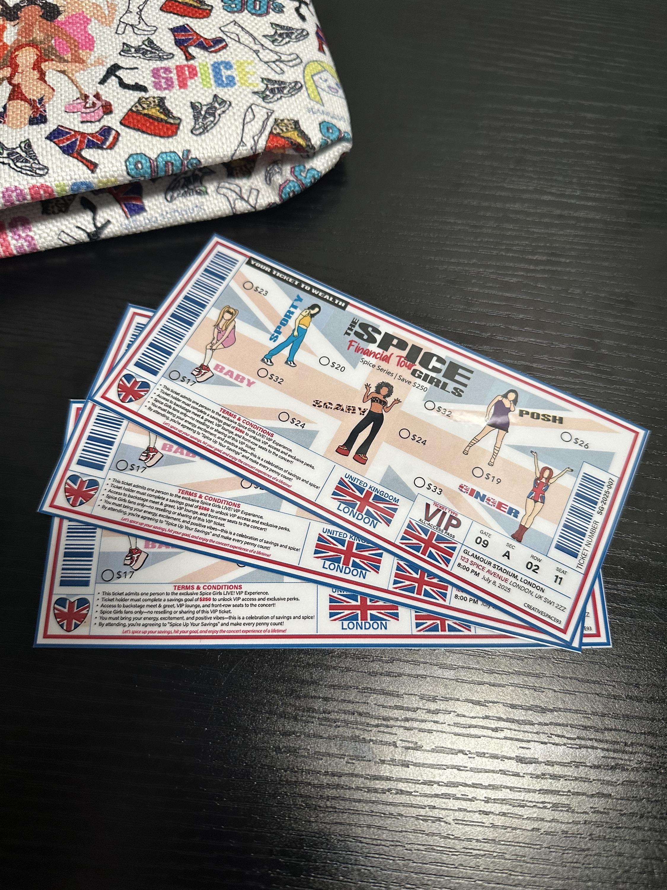 Spice Girls Financial Tour Savings Challenge – VIP Concert Ticket Inspired Tracker