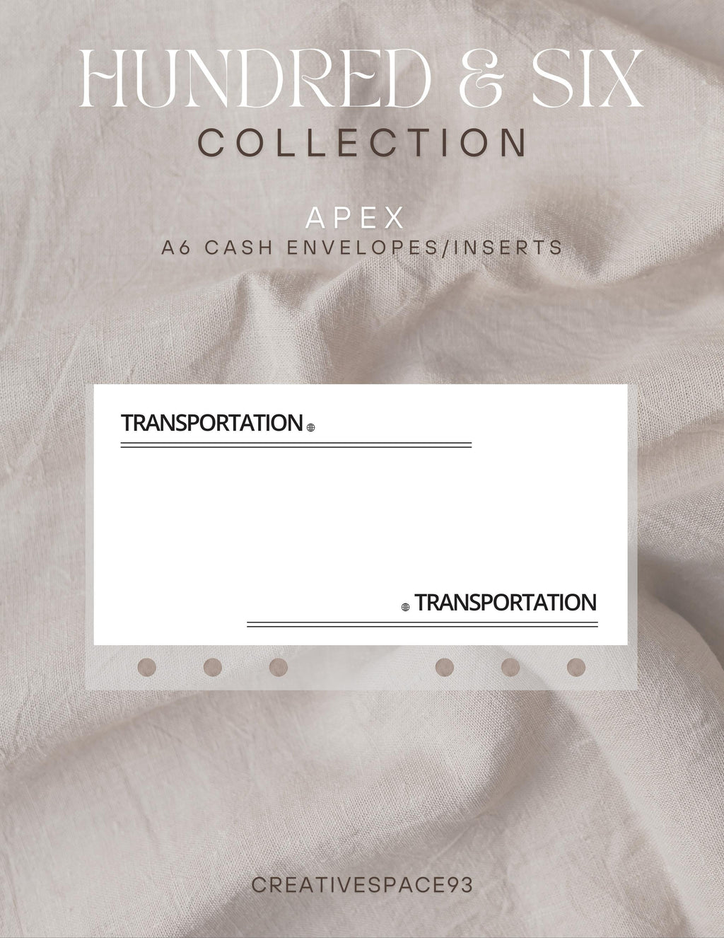 Apex | The Hundred And Six Collection | Cash Envelopes/Inserts